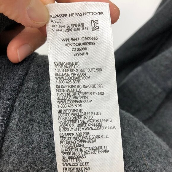 Eddie Bauer Heathered Charcoal/Dark grey Camp Fleece Wrap Cardigan Sweater M - Picture 12 of 16